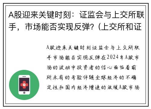 A股迎来关键时刻：证监会与上交所联手，市场能否实现反弹？(上交所和证监会哪个好)