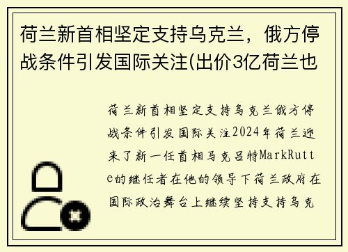 荷兰新首相坚定支持乌克兰，俄方停战条件引发国际关注(出价3亿荷兰也拒绝援助)